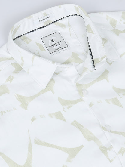 Satin Floral Print dark green Shirt