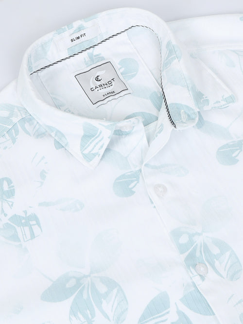 Satin Floral Print green Shirt