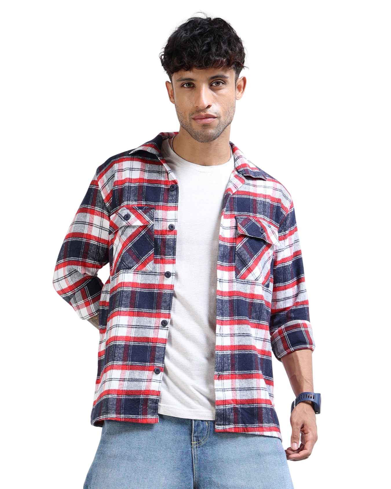 Twill Brushed Checks red Shirt