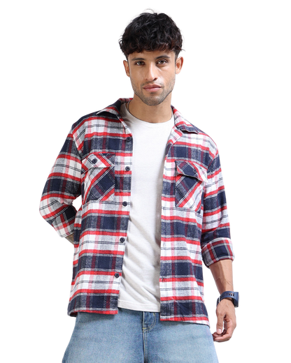 Twill Brushed Checks red Shirt