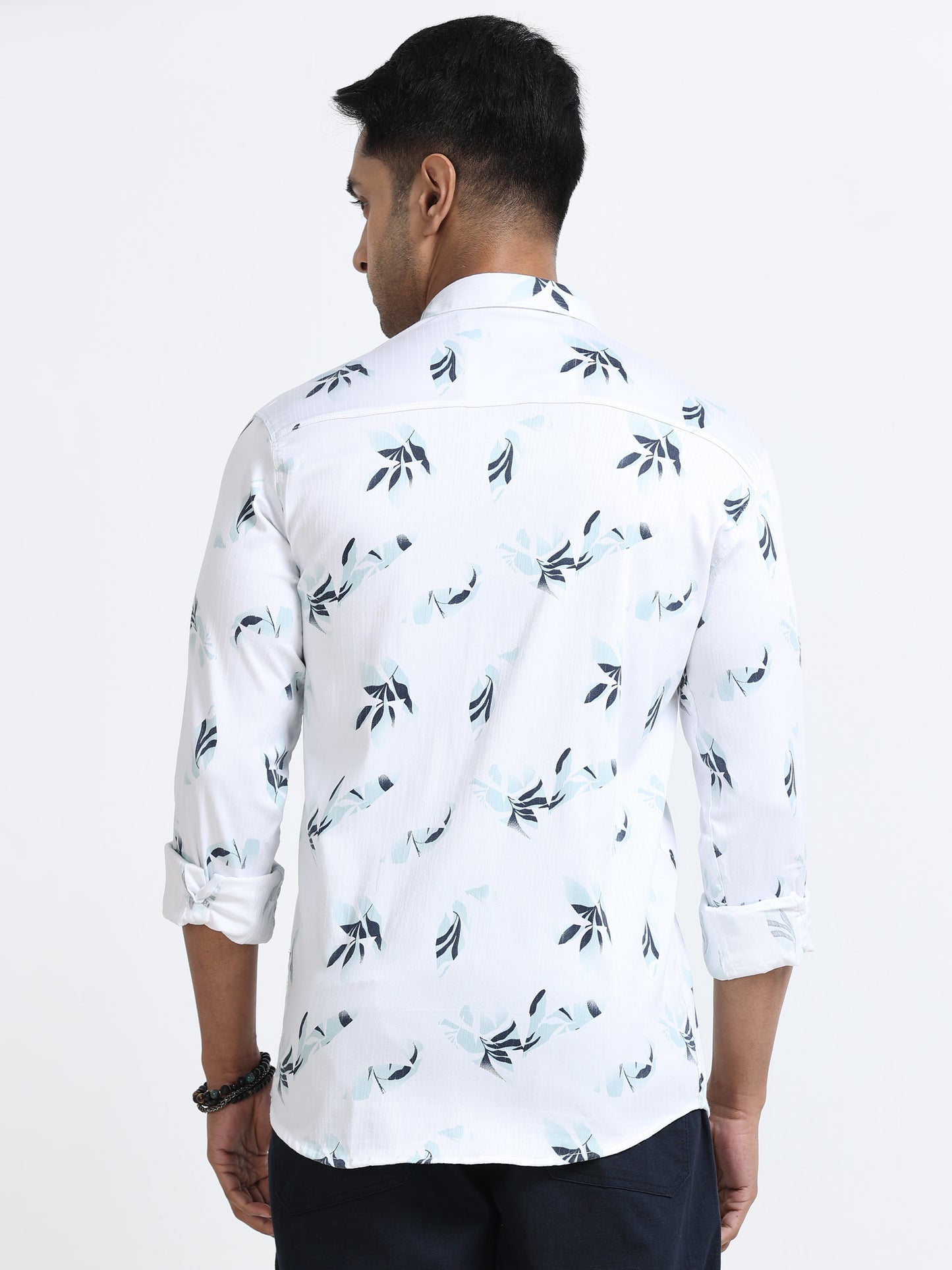 Satin Floral Print green Shirt