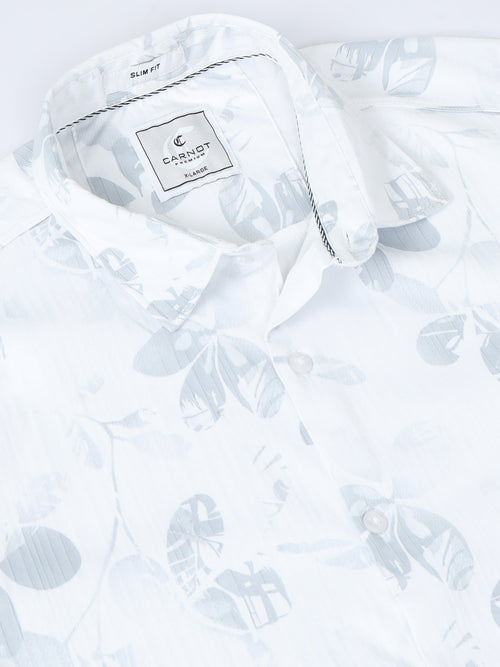 Satin Floral Print grey Shirt