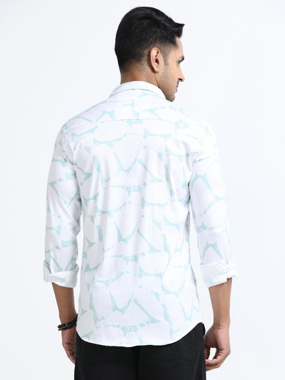 Satin Floral Print green Shirt