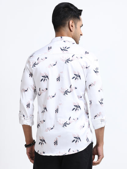 Satin Floral Print pink Shirt