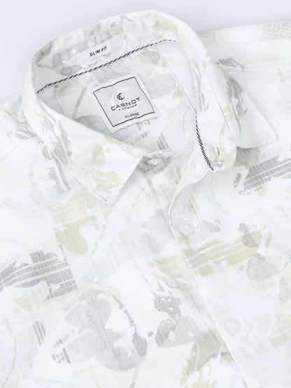 Satin Floral Print dark green Shirt