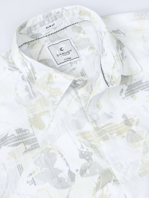 Satin Floral Print dark green Shirt