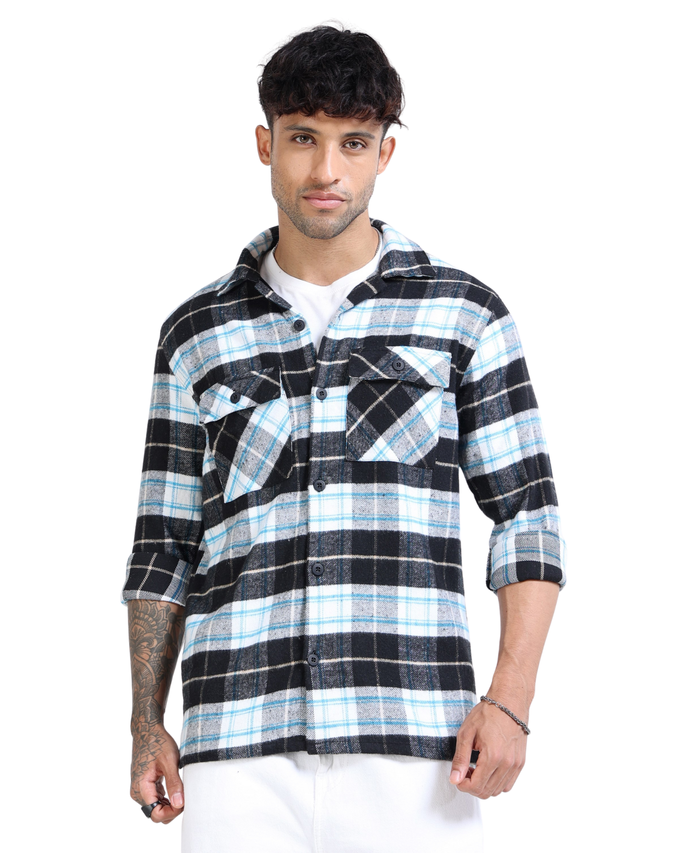 Twill Brushed Checks black Shirt
