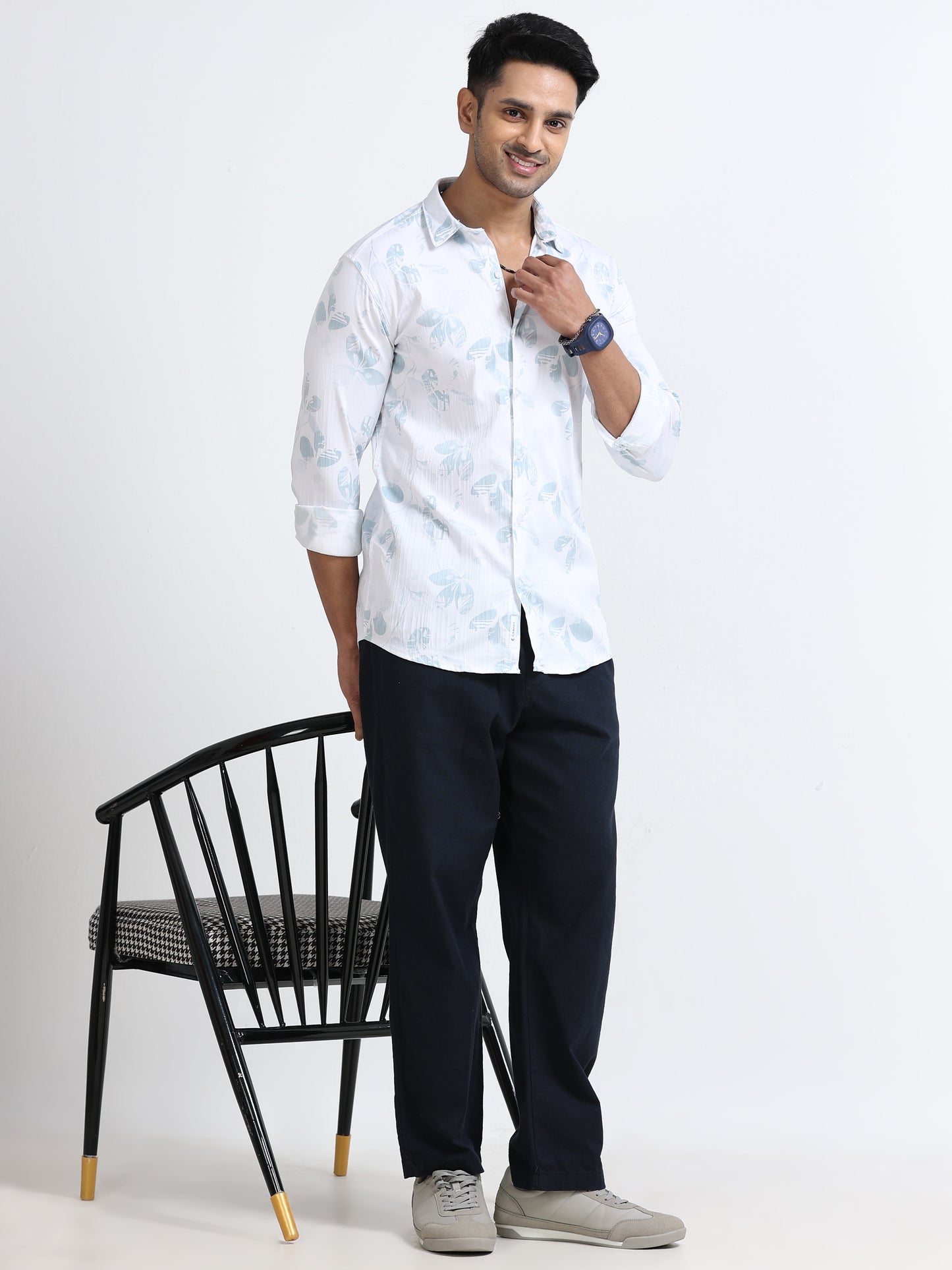 Satin Floral Print green Shirt