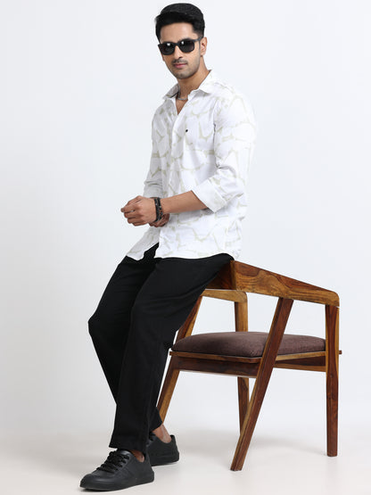 Satin Floral Print dark green Shirt