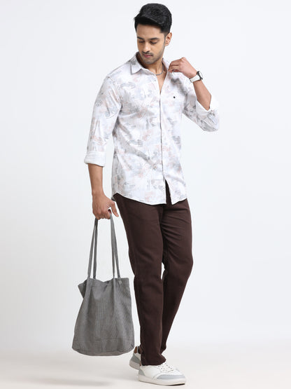 Satin Floral Print pink Shirt