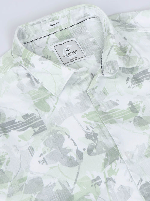 Satin Floral Print green Shirt