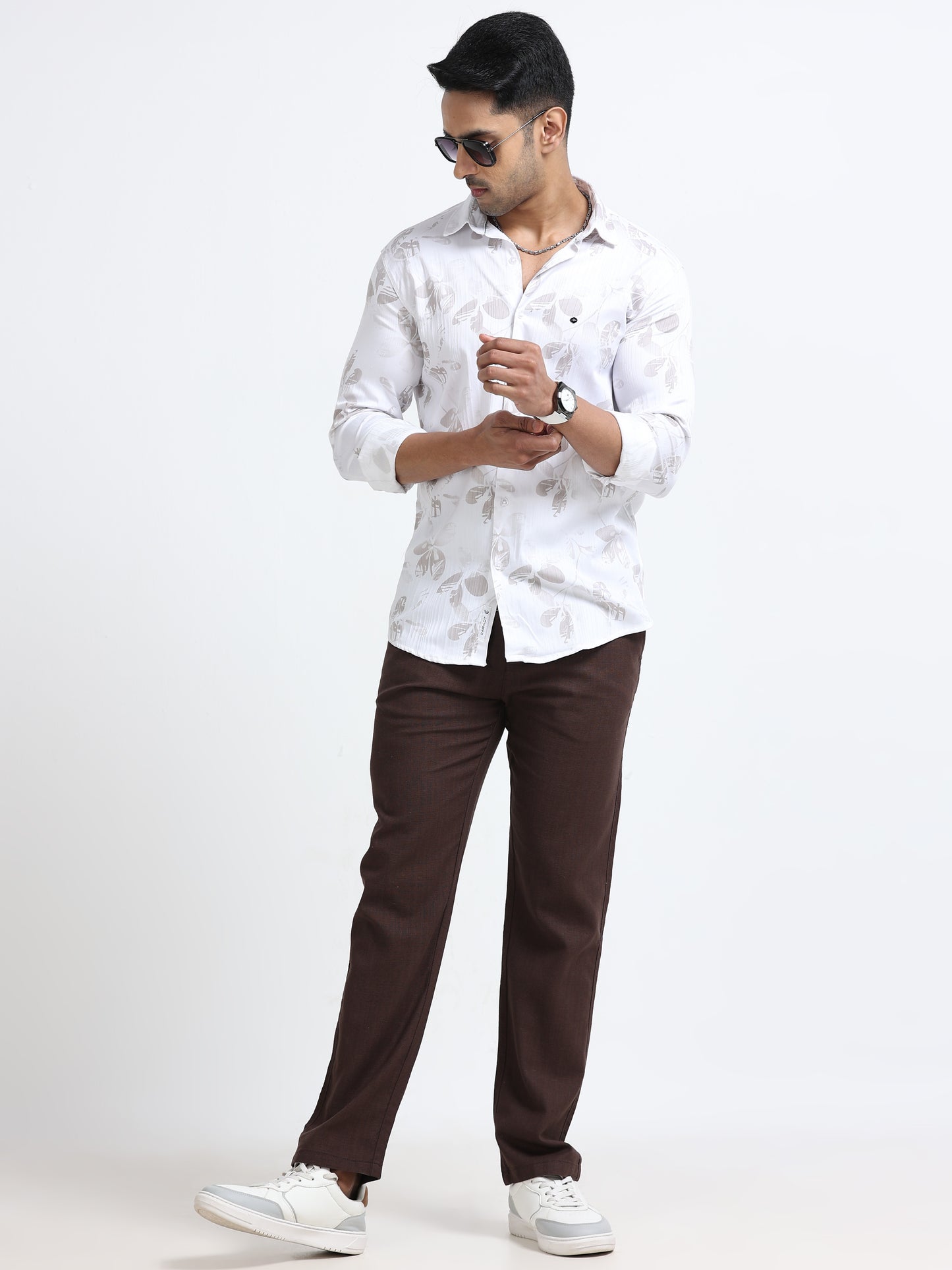 Satin Floral Print pink Shirt