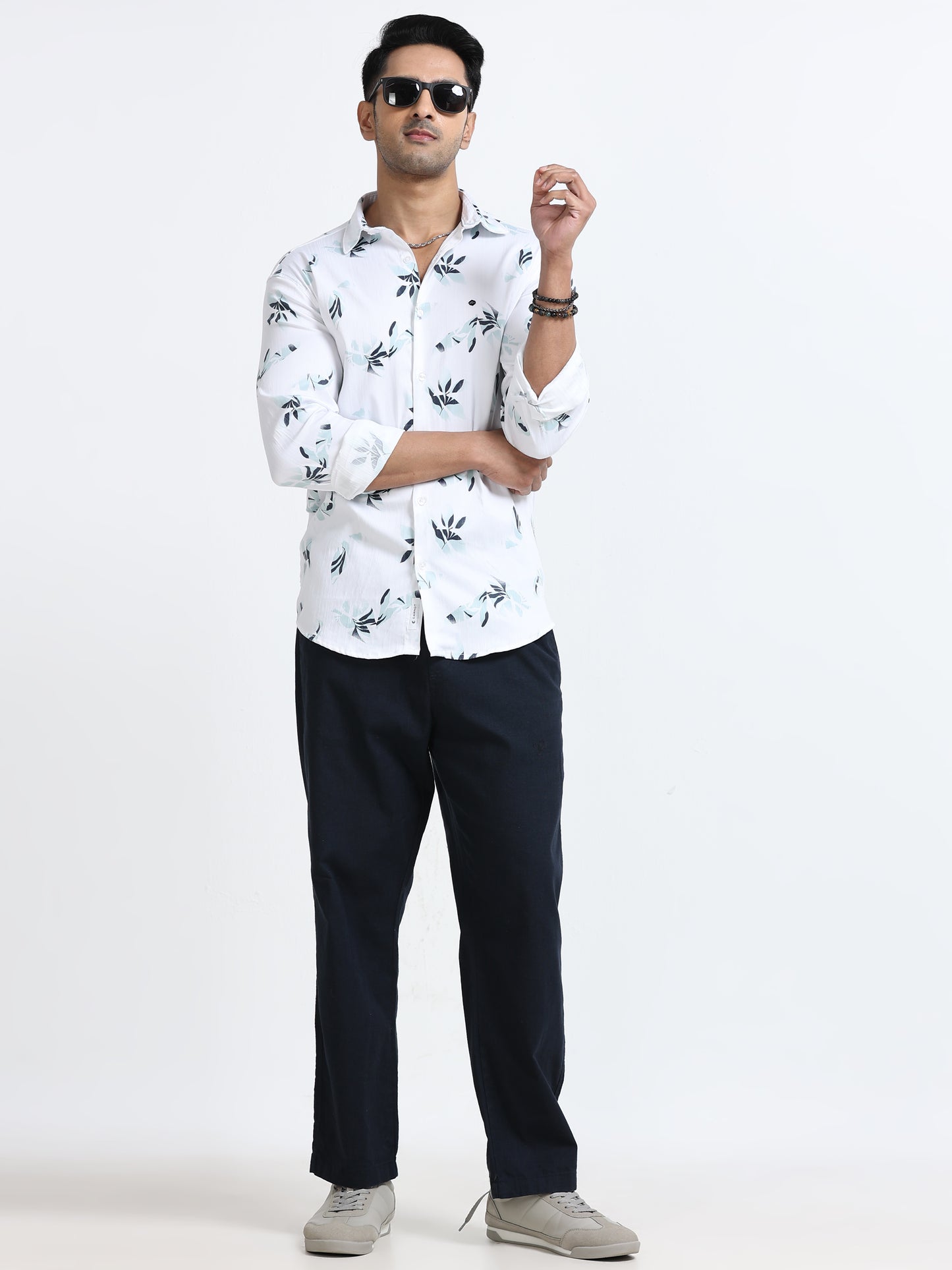 Satin Floral Print green Shirt