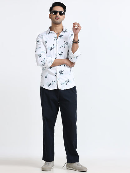 Satin Floral Print green Shirt
