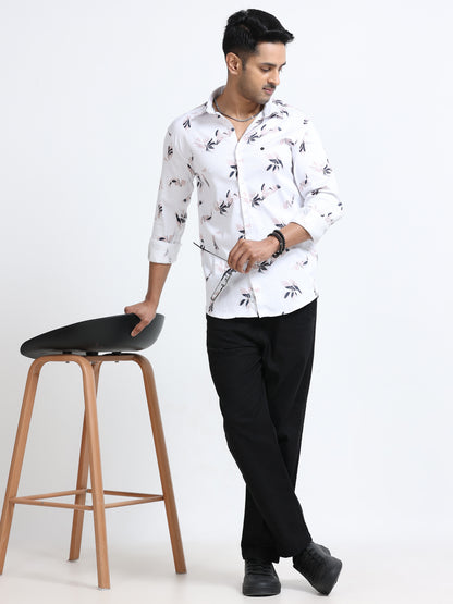 Satin Floral Print pink Shirt