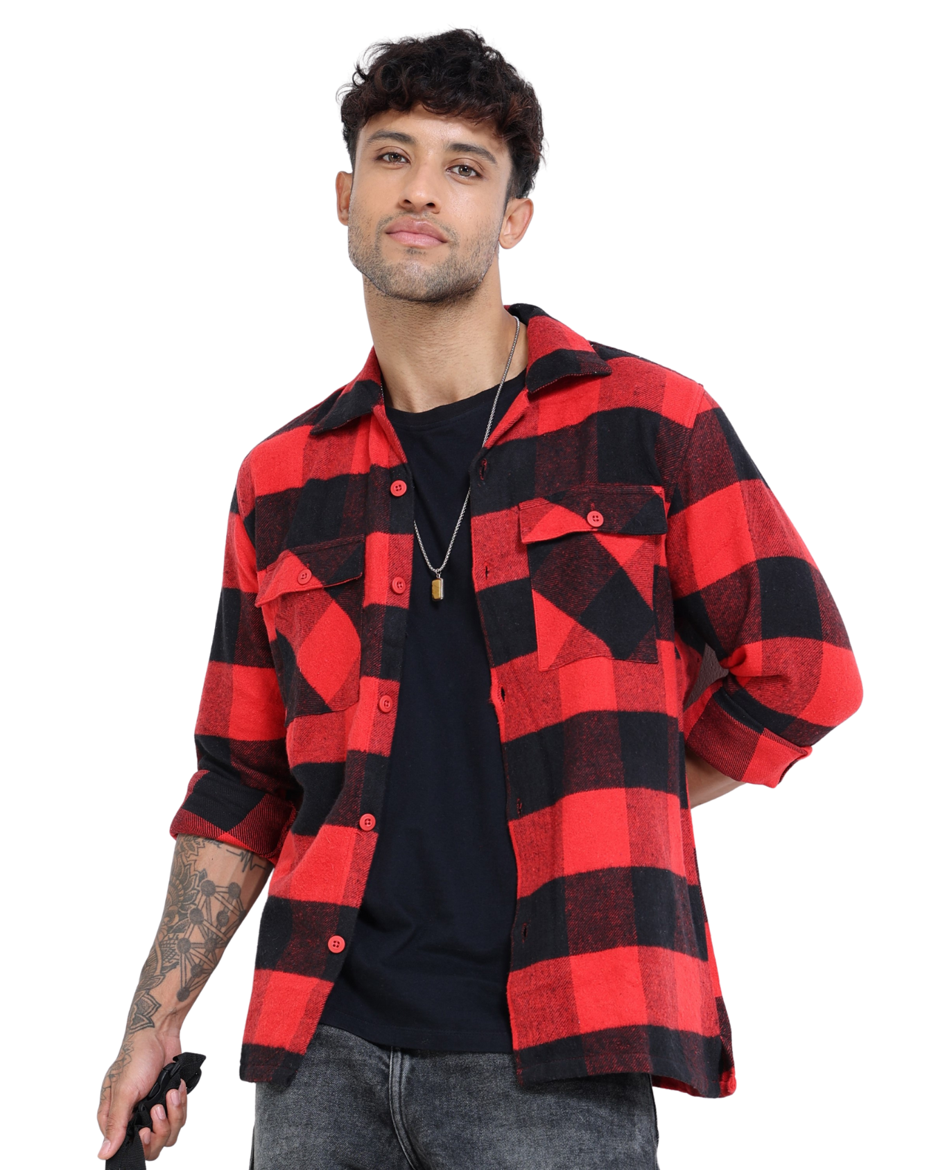 Twill Brushed Checks red Shirt