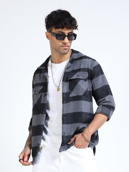 Twill Brushed Checks grey Shirt