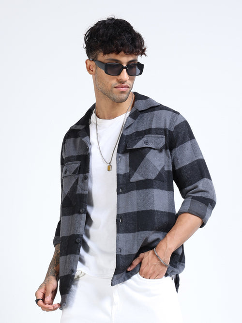 Twill Brushed Checks grey Shirt