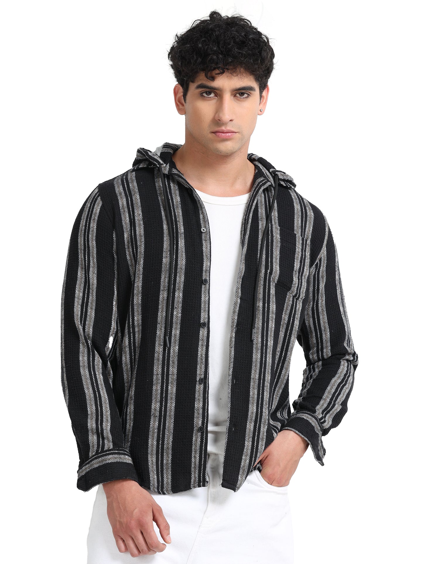 Stripes hood  black Shirt