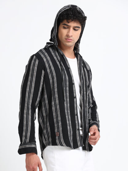 Stripes hood  black Shirt