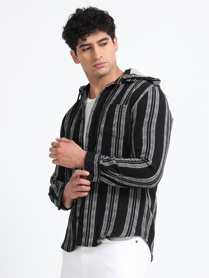 Stripes hood  black Shirt