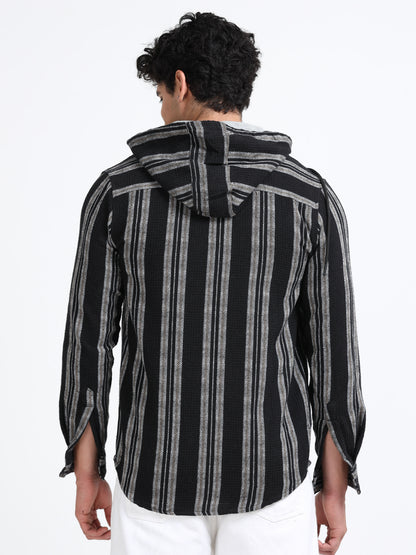 Stripes hood  black Shirt