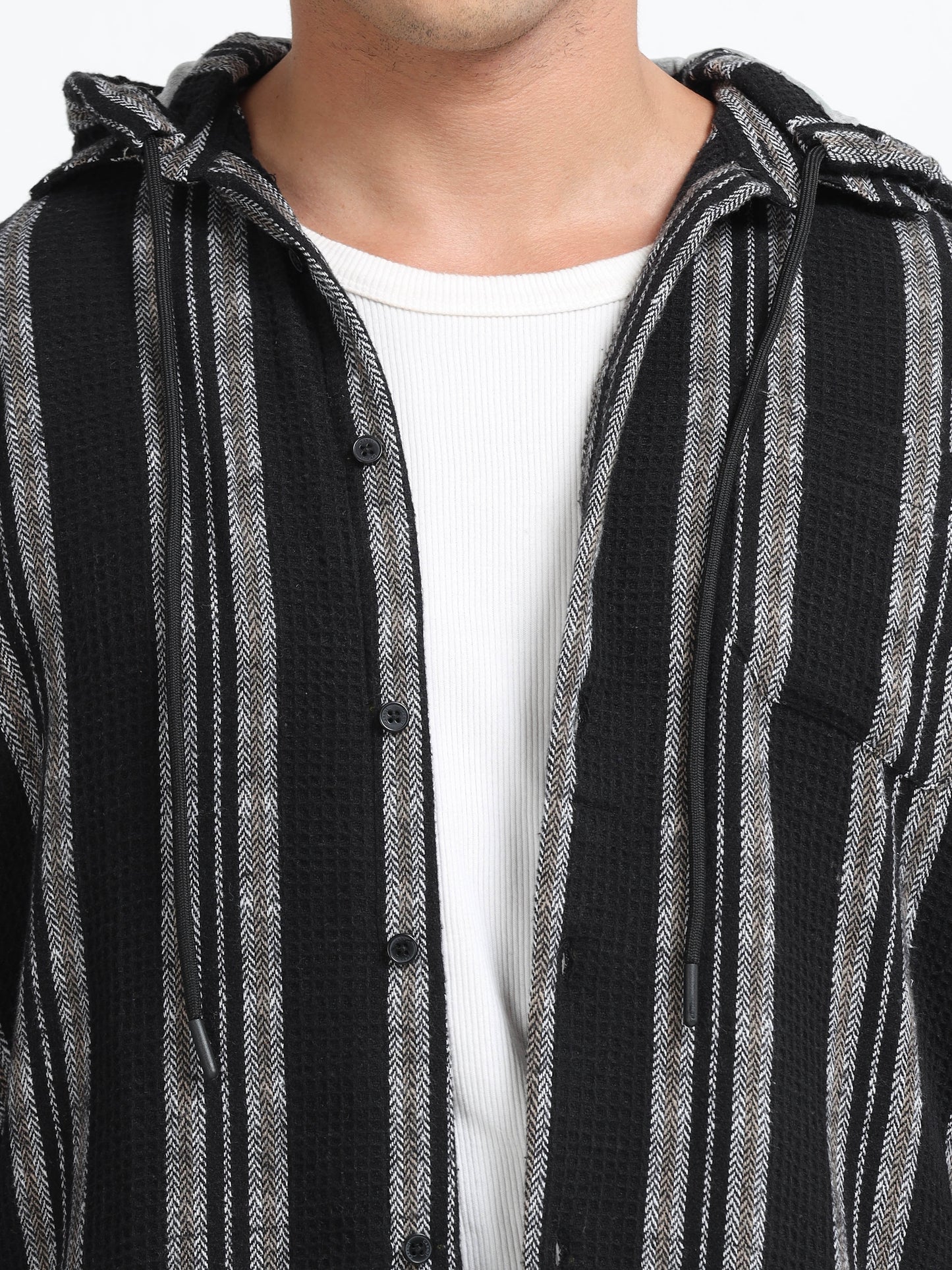 Stripes hood  black Shirt