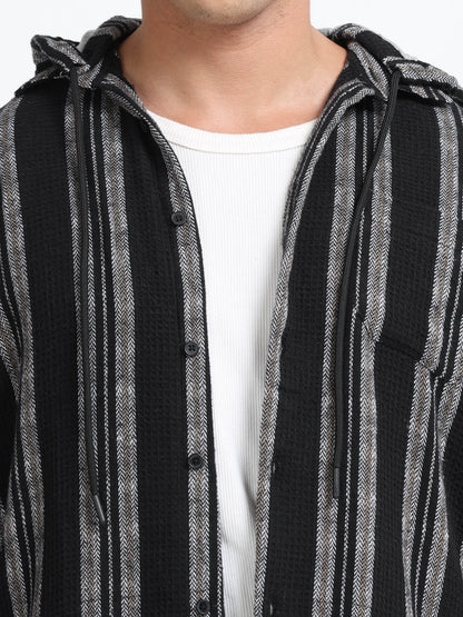Stripes hood  black Shirt