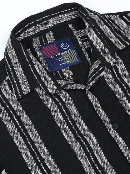 Stripes hood  black Shirt