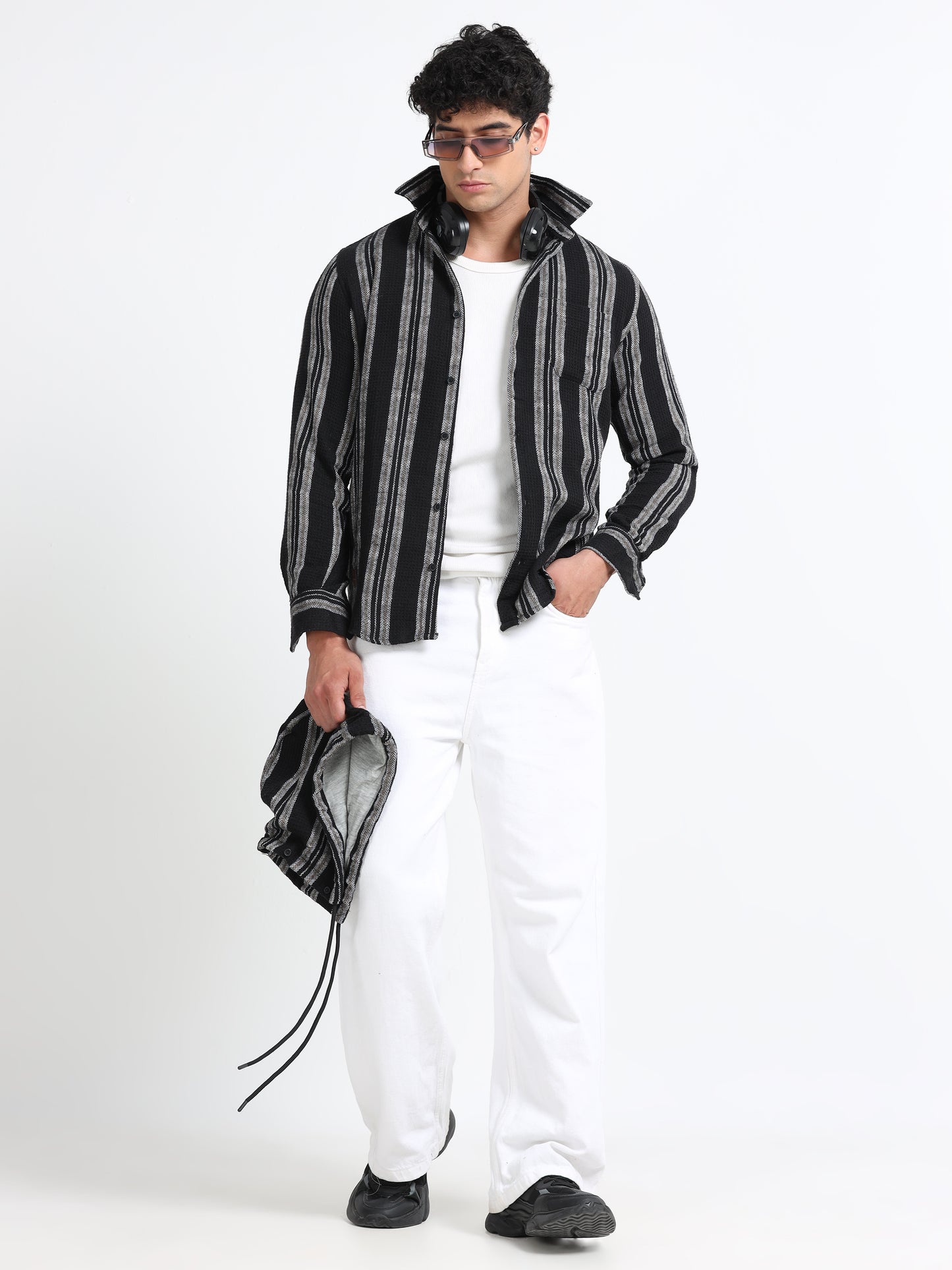 Stripes hood  black Shirt