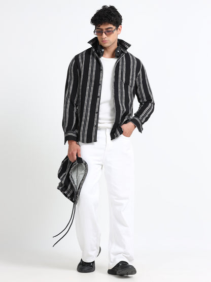 Stripes hood  black Shirt