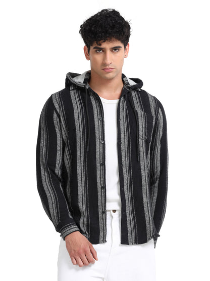 Stripes hood  black Shirt