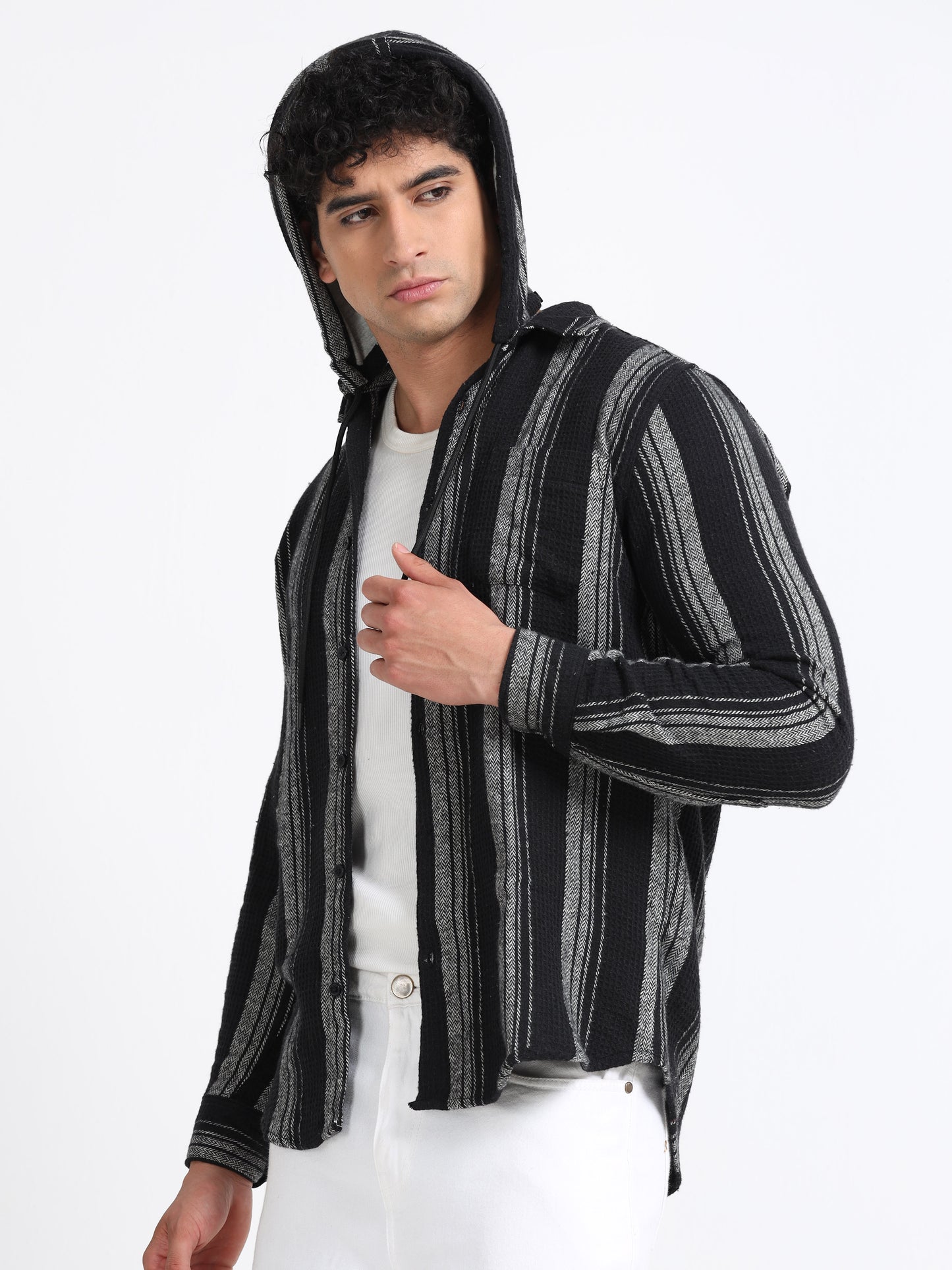 Stripes hood  black Shirt