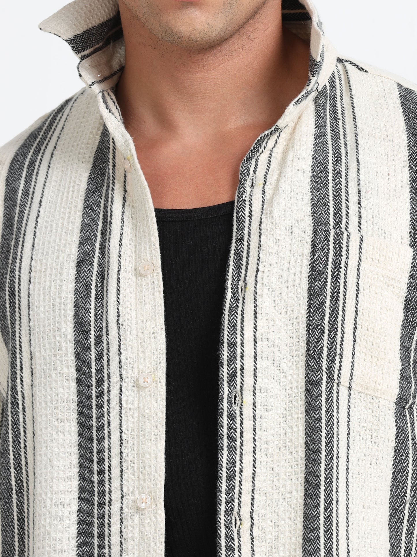 Stripes hood beige Shirt