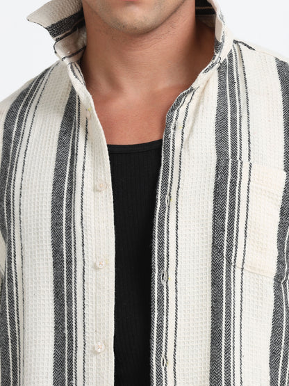 Stripes hood beige Shirt