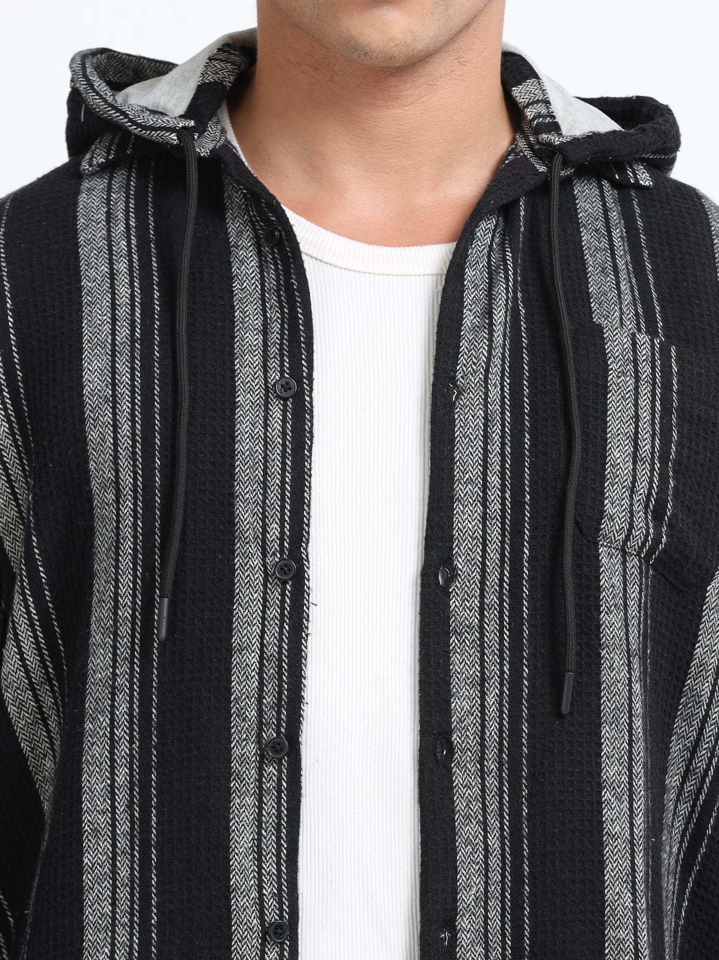 Stripes hood  black Shirt