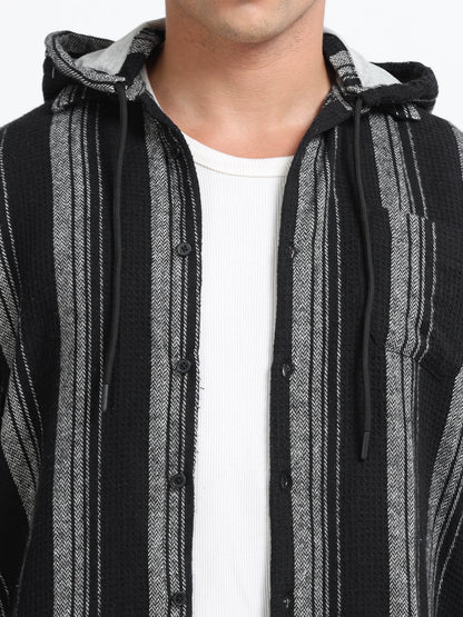 Stripes hood  black Shirt