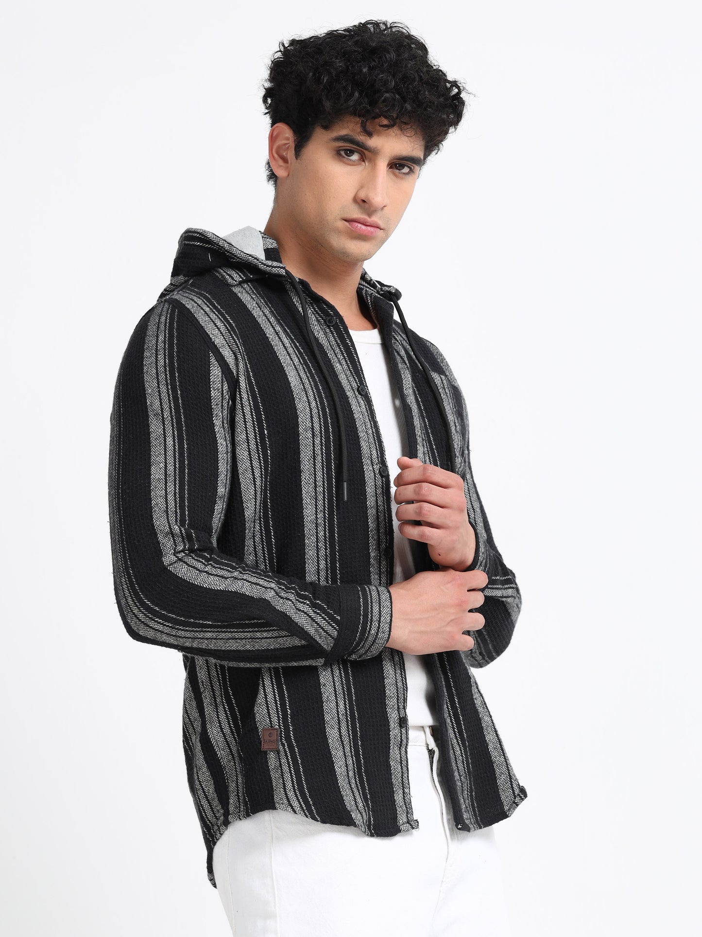 Stripes hood  black Shirt
