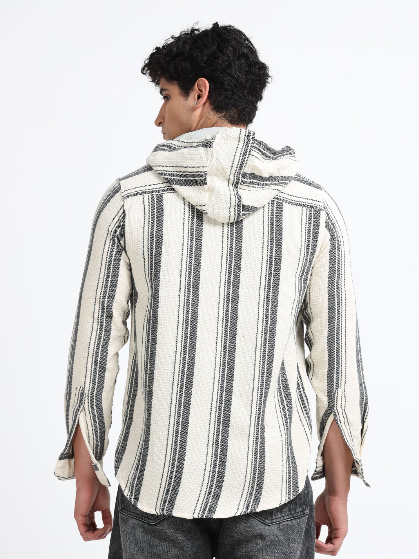 Stripes hood beige Shirt