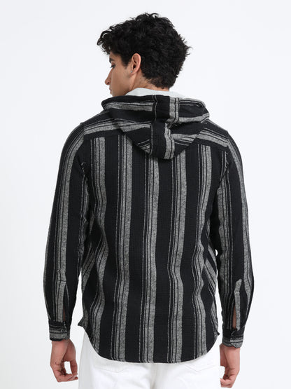 Stripes hood  black Shirt