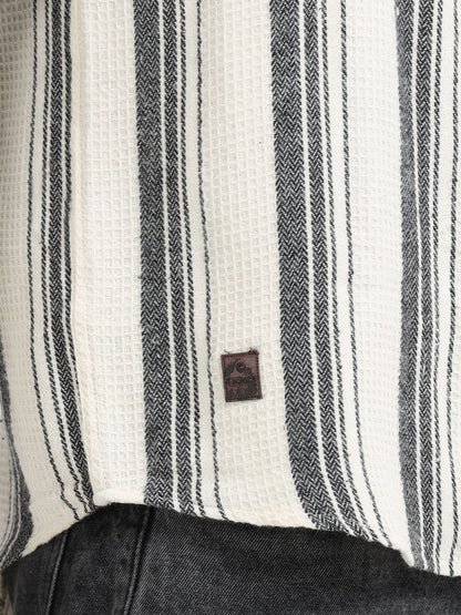 Stripes hood beige Shirt