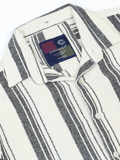 Stripes hood beige Shirt