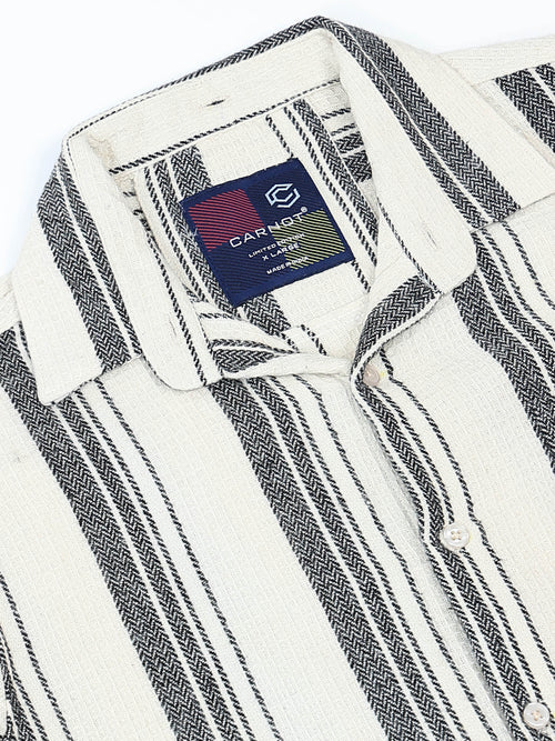 Stripes hood beige Shirt