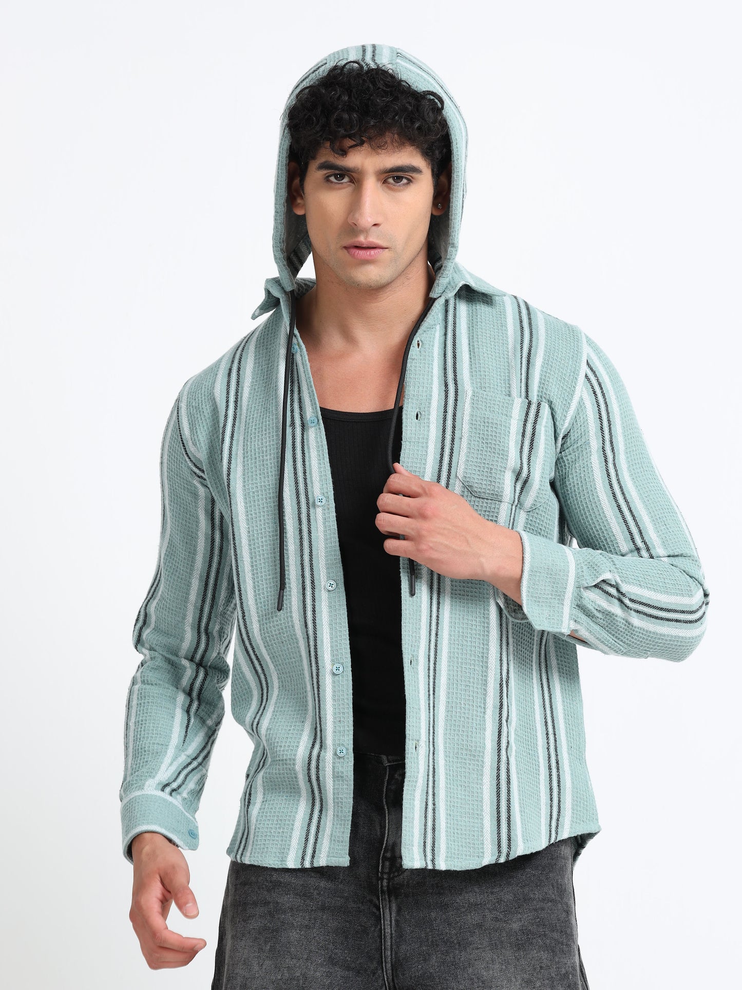 Stripes hood green Shirt