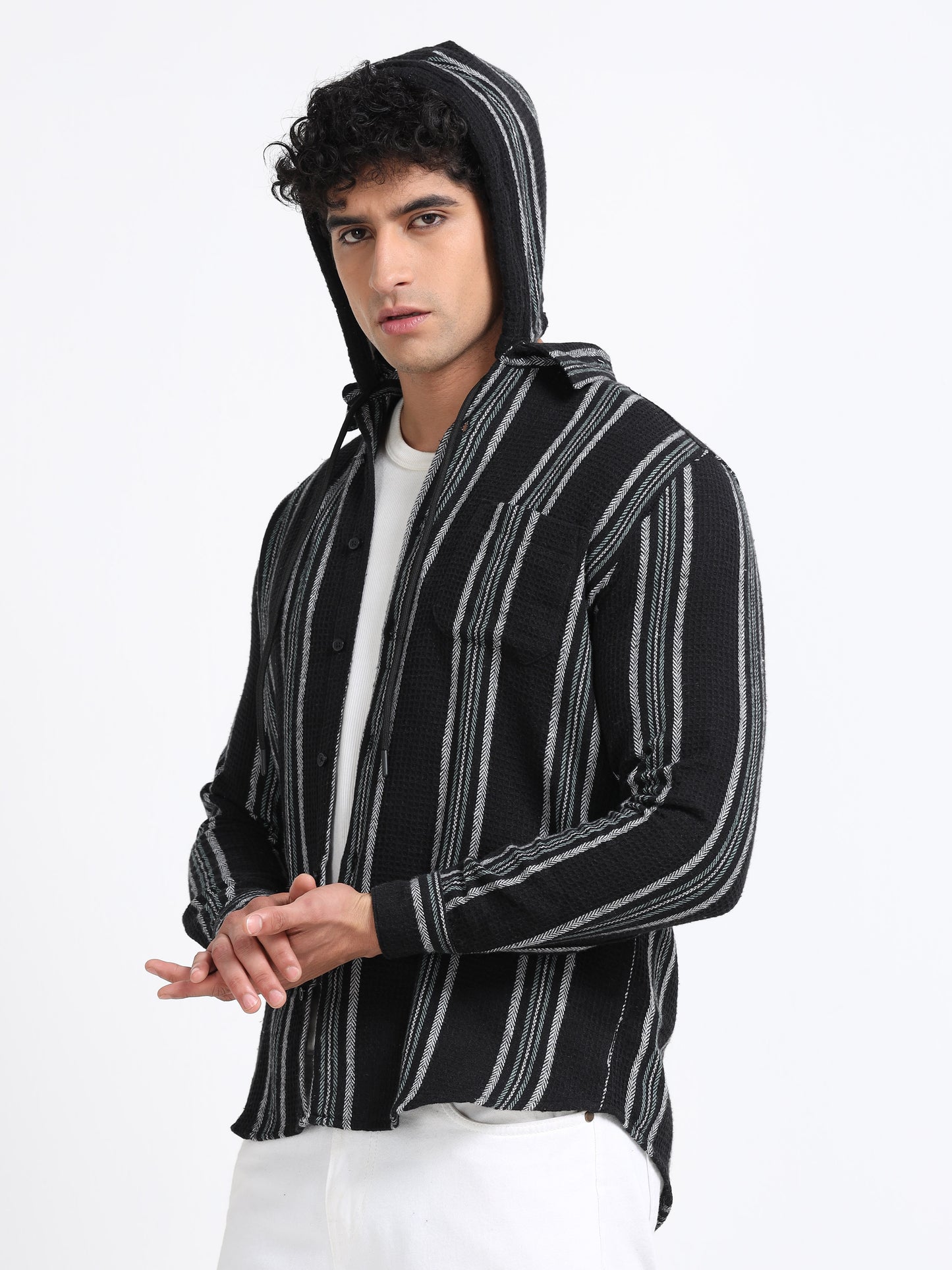 Stripes hood  black Shirt