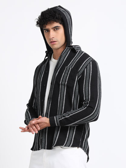 Stripes hood  black Shirt