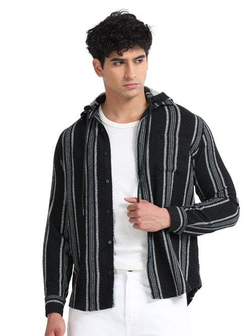 Stripes hood  black Shirt