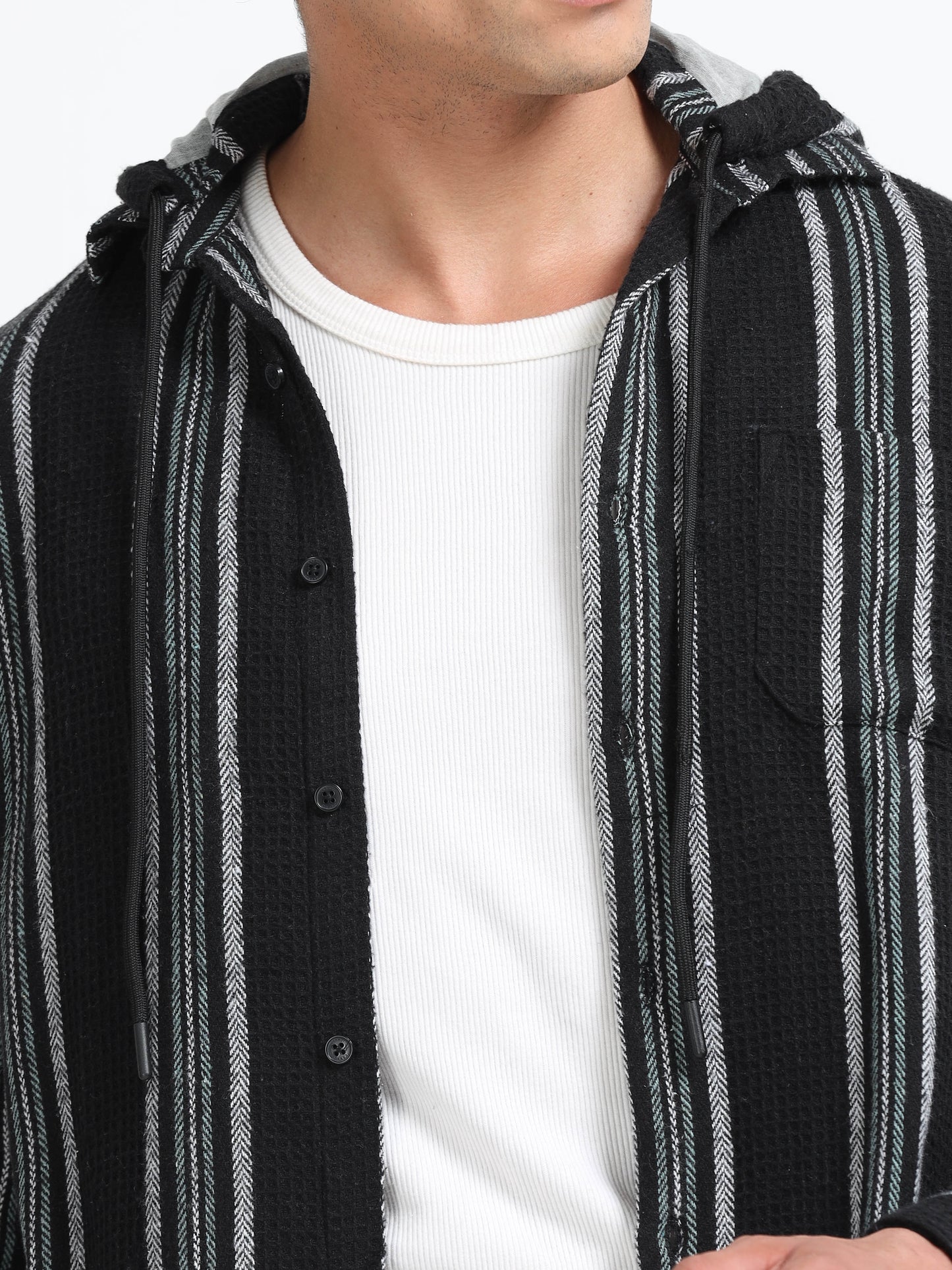 Stripes hood  black Shirt