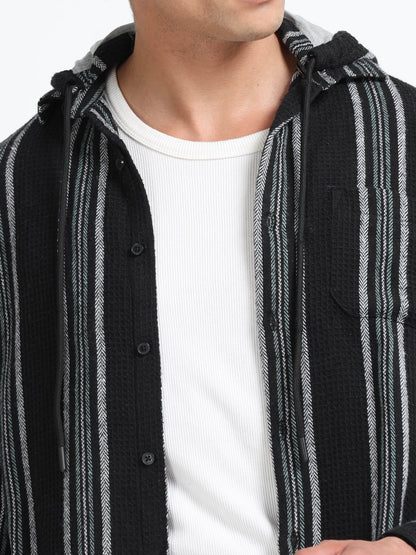 Stripes hood  black Shirt