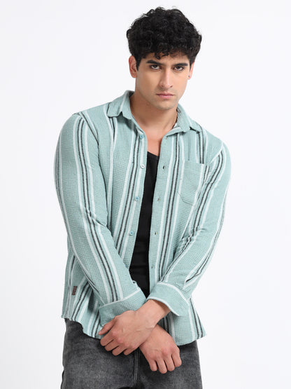 Stripes hood green Shirt
